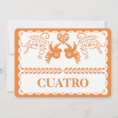 Papel Picado Cuatro Vier Tafelnummer Goud Fiesta (Achterkant)