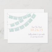 Papel Picado De datum opslaan Mint groen Aankondigingskaart (Voorkant / Achterkant)