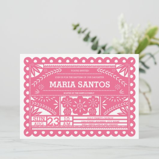 Papel Picado-doop Kaart (Staand voorkant)