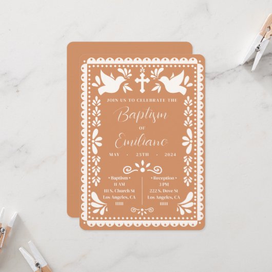 Papel Picado Doop Mexicaanse feestuitnodiging Kaart (Voorkant / Achterkant in situ)