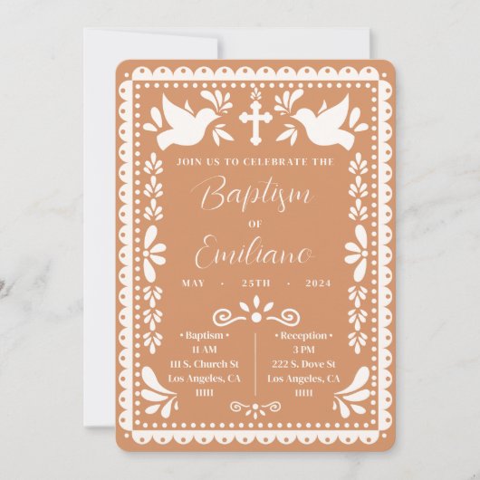 Papel Picado Doop Mexicaanse feestuitnodiging Kaart (Voorkant)