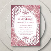Papel Picado Dusty Rozen bruiloft Kaart