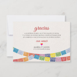 Papel Picado Elegant Colorful Boda Spanish Wedding Bedankkaart