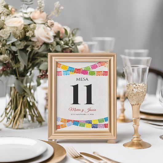 Papel Picado Elegant Colorful Boda Spanish Wedding Kaart