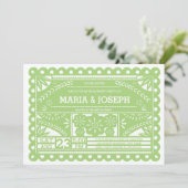 Papel Picado Engagement Party - Uitnodiging - Groe (Staand voorkant)