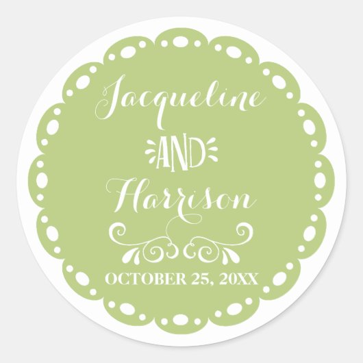 Papel Picado Envelope Seal Limoen Fiesta Bruiloft Ronde Sticker (Voorkant)