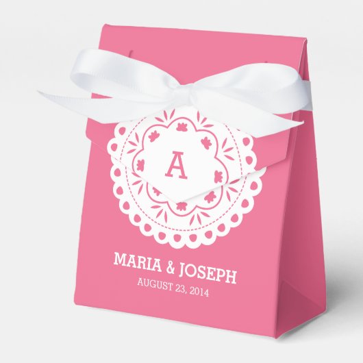 Papel Picado Favor Box - Roze Bedankdoosjes (Voorkant Zijde)