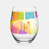 Papel Picado Feest Wijnglas Zonder Voet (Voorkant)