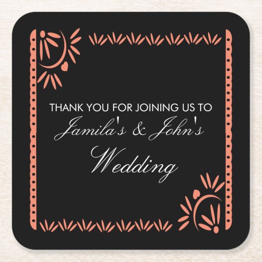 Papel Picado Fiesta Mexicaans Dank u Sinaasappel Kartonnen Onderzetters (Voorkant)