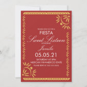 Papel Picado Fiesta Sweet 16 Mexicaans Scallop Blu Kaart (Voorkant)