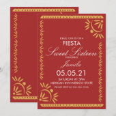 Papel Picado Fiesta Sweet 16 Mexicaans Scallop Blu Kaart (Voorkant / Achterkant)