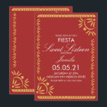 Papel Picado Fiesta Sweet 16 Mexicaans Scallop Blu Kaart<br><div class="desc">Sweet 16 Fiesta Invitation-Mexican Papel Picado Border with Hearts and Florals</div>