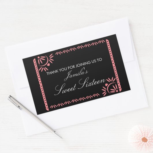 Papel Picado Fiesta Sweet 16 Mexicaanse kleur Rec Rechthoekige Sticker (Envelop)
