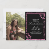 Papel Picado Fiesta Sweet 16 Mexicaanse roze foto Kaart (Voorkant)