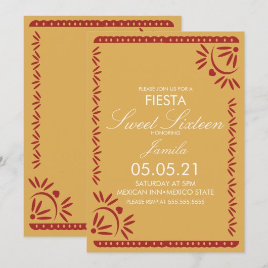 Papel Picado Fiesta Sweet 16 Mexicaanse schellop Kaart (Voorkant / Achterkant)