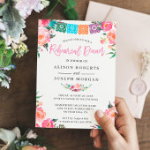 Papel Picado Floral Mexican Style Rehearsal Dinner Kaart