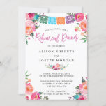 Papel Picado Floral Mexican Style Rehearsal Dinner Kaart<br><div class="desc">Creëer uw perfecte uitnodiging met deze vooraf ontworpen sjablonen, kunt u het gemakkelijk personaliseren om uniek van u te zijn. Voor verdere aanpassing, te klikken gelieve de "pas verder"verbinding aan en ons makkelijk te gebruiken ontwerphulpmiddel te gebruiken om deze sjabloon te wijzigen. Als u de voorkeur geeft aan Zelfkleerpapier/matte afwerking,...</div>