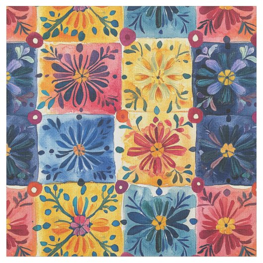 Papel Picado Floral Pattern-Patchwork Stof (Close Up)