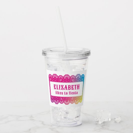 Papel Picado Fun Fiesta Acryltumbler Acryl Drinkbeker (Voorkant ijs)