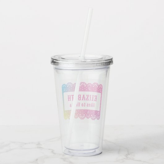 Papel Picado Fun Fiesta Acryltumbler Acryl Drinkbeker (Achterkant)