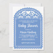 Papel Picado Geïnspireerd blauw Baby shower Kaart (Voorkant)