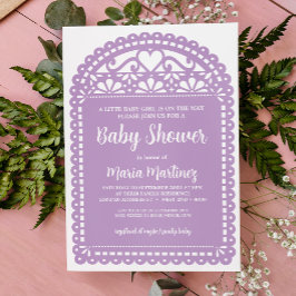 Papel Picado Geïnspireerd Paars Baby shower Kaart
