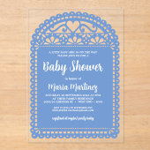 Papel Picado Geïnspireerd Roze Baby shower Acryl Uitnodigingen (Voorkant)