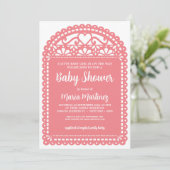 Papel Picado Geïnspireerd roze Baby shower Kaart (Staand voorkant)