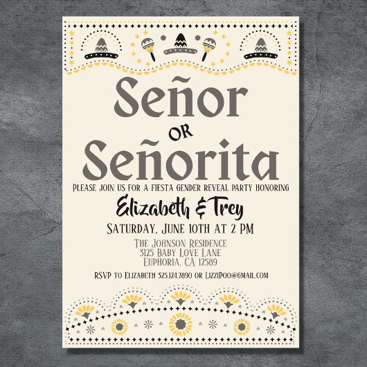 Papel Picado Geslacht onthullen Fiesta Kaart