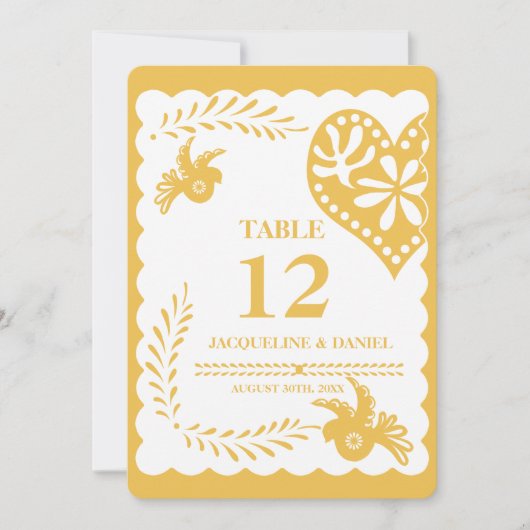 Papel Picado Gold Harvest Fiesta Tafelnummer (Voorkant)