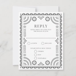 Papel Picado Gray | RSVP-kaart voor weduwenantwoor RSVP Kaartje