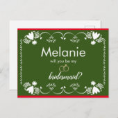 Papel Picado Green Bridesmaid Feestdagenkaart (Voorkant / Achterkant)