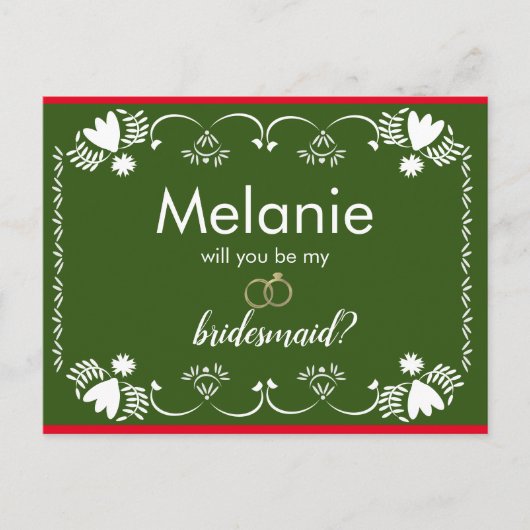 Papel Picado Green Bridesmaid Feestdagenkaart (Voorkant)