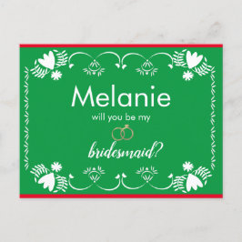 Papel Picado Green Bridesmaid Voorstel Kaart