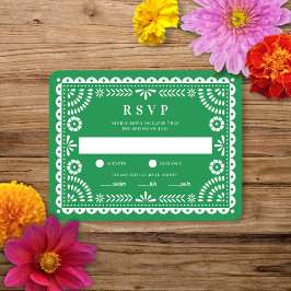 Papel Picado Green | RSVP-kaart voor weduwenantwoo RSVP Kaartje