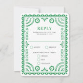 Papel Picado Green | RSVP-kaart voor weduwenantwoo RSVP Kaartje (Voorkant)