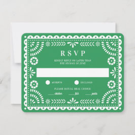 Papel Picado Green | RSVP-kaart voor weduwenantwoo RSVP Kaartje