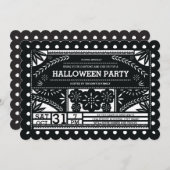 Papel Picado Halloween Party Kaart (Voorkant / Achterkant)