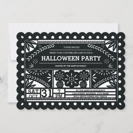 Papel Picado Halloween Party Kaart (Voorkant)