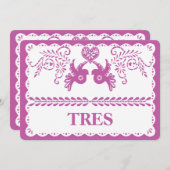 Papel Picado heeft drie tabelnummers Gold Fiesta Kaart (Voorkant / Achterkant)