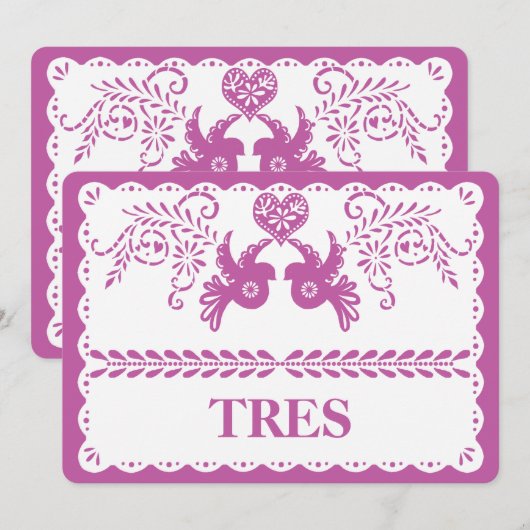 Papel Picado heeft drie tabelnummers Gold Fiesta Kaart (Voorkant / Achterkant)