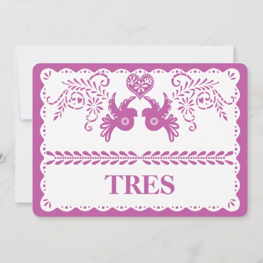 Papel Picado heeft drie tabelnummers Gold Fiesta Kaart (Achterkant)