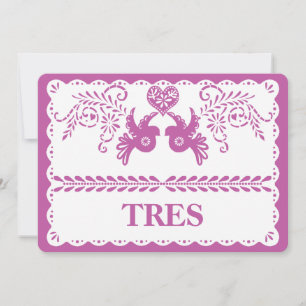 Papel Picado heeft drie tabelnummers Gold Fiesta Kaart