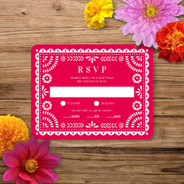 Papel Picado Hot Pink | RSVP-kaart voor weduwenant RSVP Kaartje