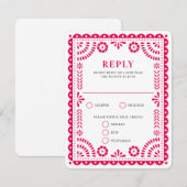 Papel Picado Hot Pink | RSVP-kaart voor weduwenant RSVP Kaartje (Voorkant / Achterkant)