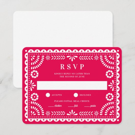 Papel Picado Hot Pink | RSVP-kaart voor weduwenant RSVP Kaartje (Voorkant / Achterkant)