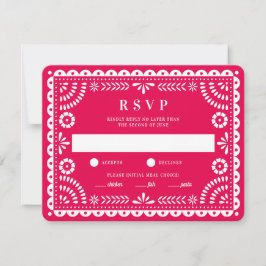 Papel Picado Hot Pink | RSVP-kaart voor weduwenant RSVP Kaartje