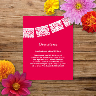 Papel Picado Hot Pink   Wedding Directions Kaart