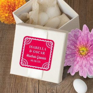 Papel Picado Hot Pink Wedding Favoriet Sticker