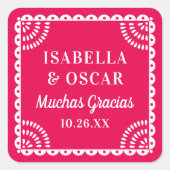 Papel Picado Hot Pink Wedding Favoriet Sticker (Voorkant)